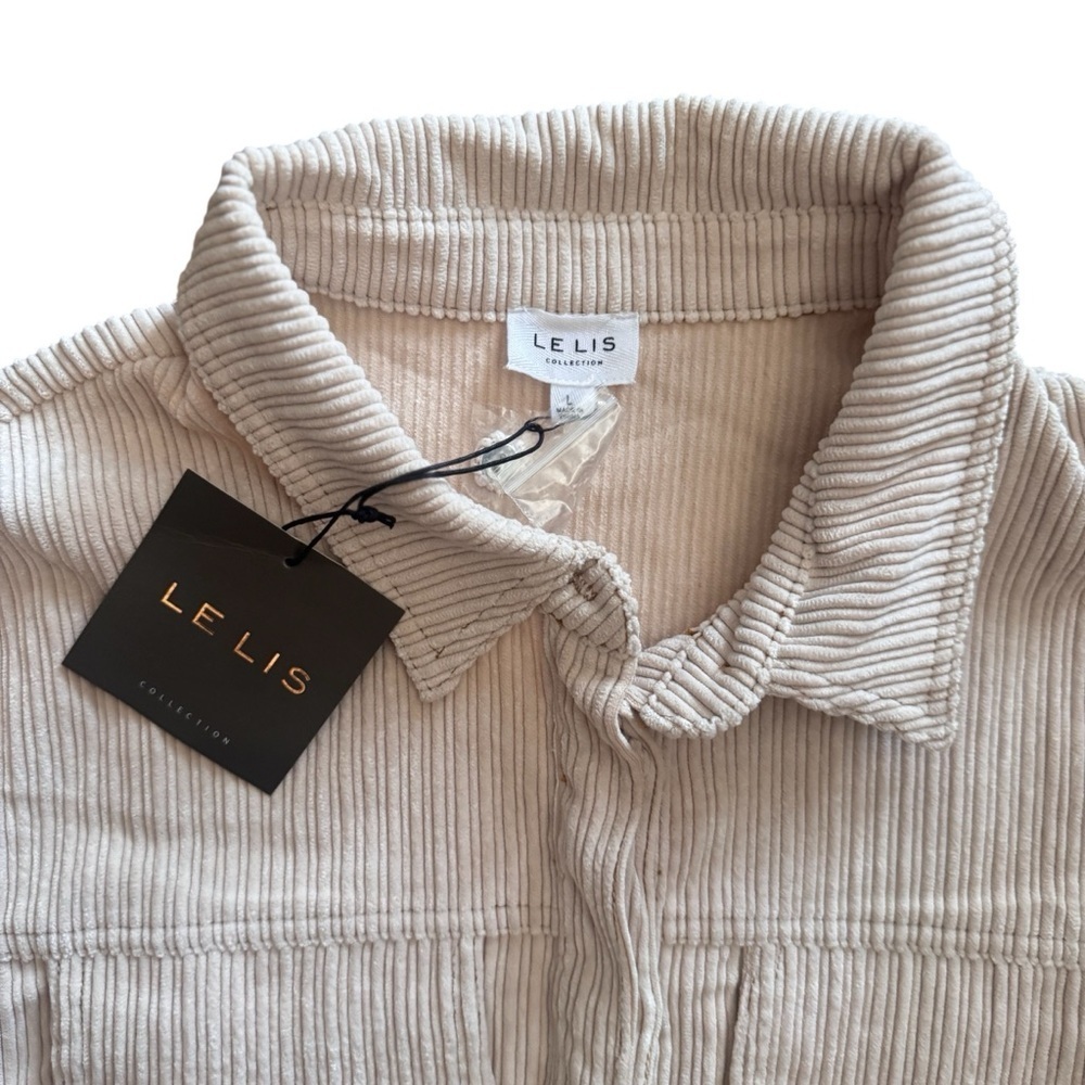 Le Lis Cream Belted Corduroy Jumpsuit, New With Tags, Size Large, Fall Outfit - Picture 6 of 11